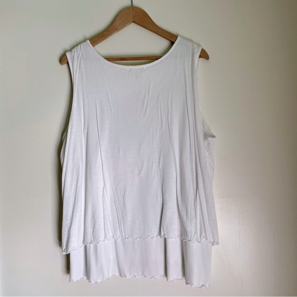 Studio West White Mixed Lace Jersey Knit Tank Top Size 2X - Picture 7 of 11